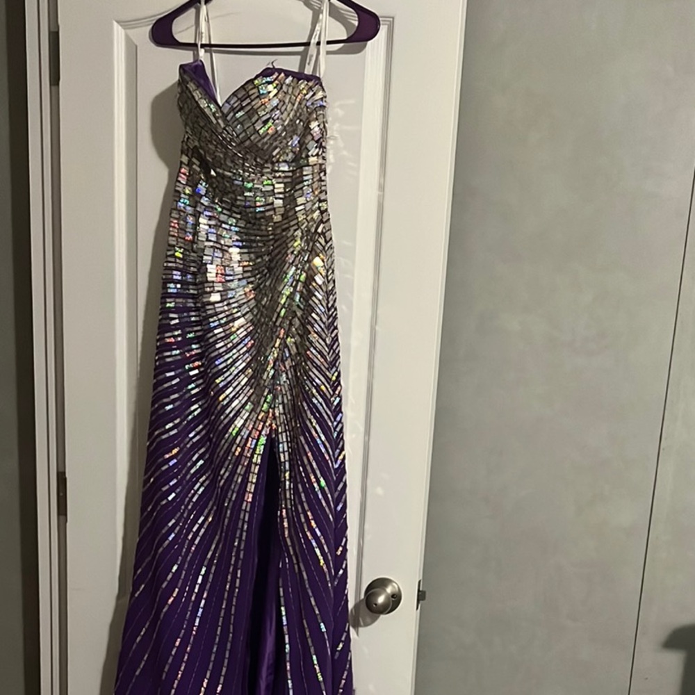 Purple Sequin Evening Gown